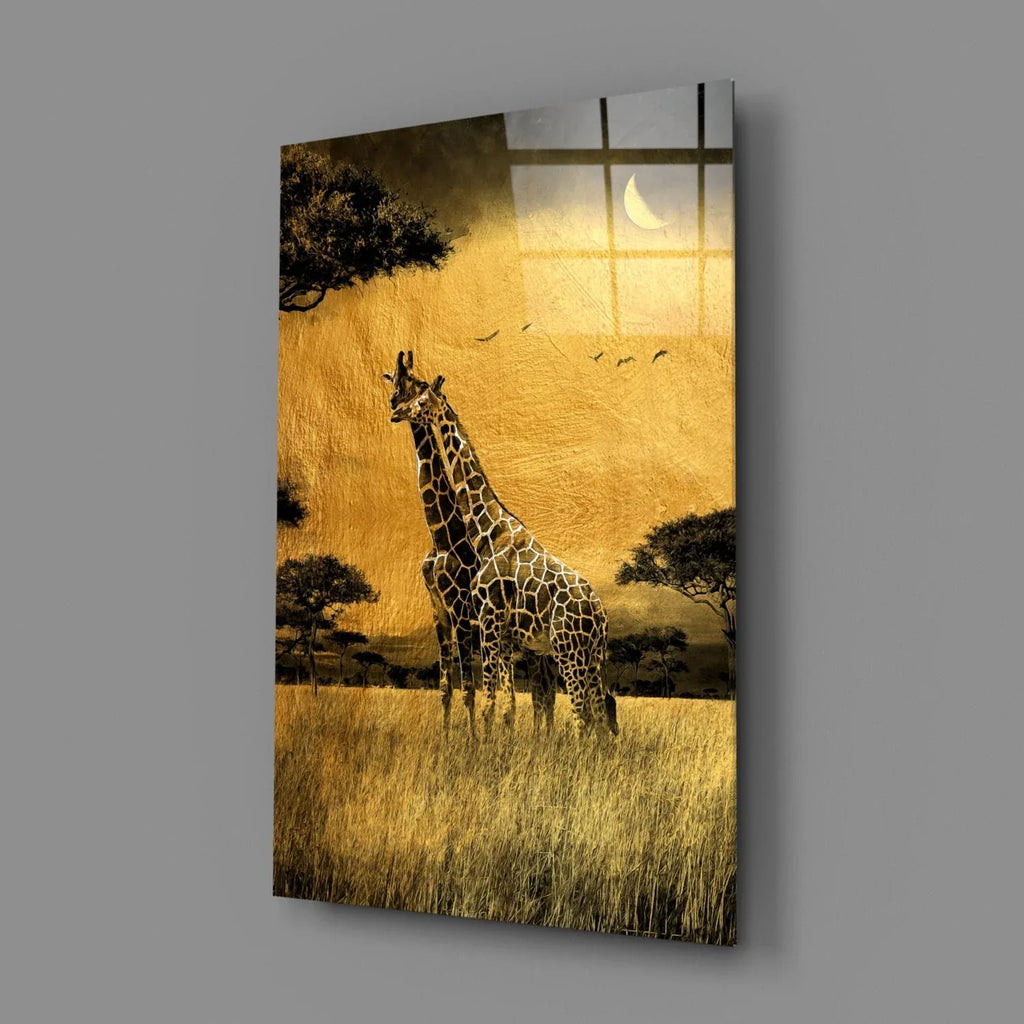 Giraffes Glass Wall Art - LUXARTDECO