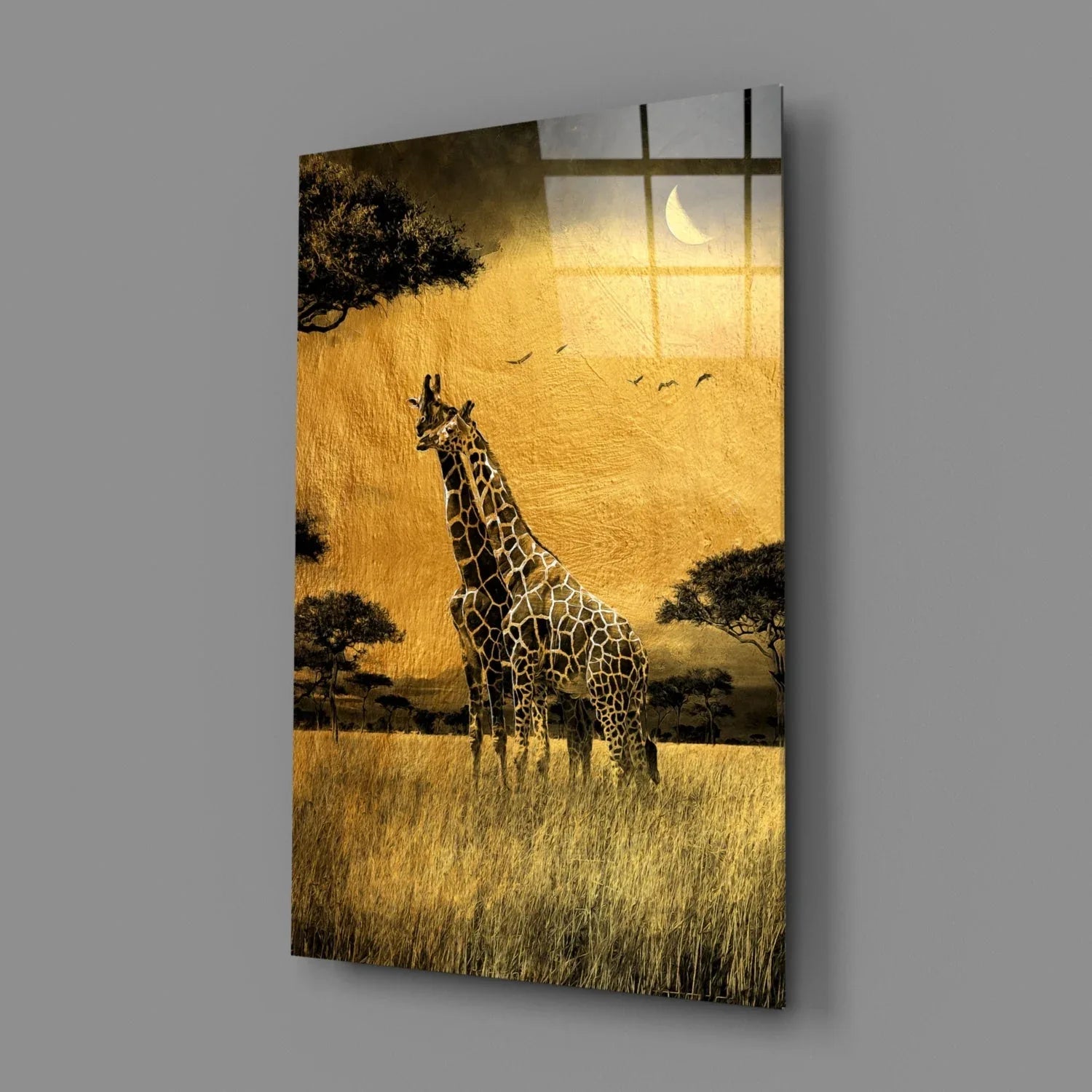 Giraffes Glass Wall Art - LUXARTDECO