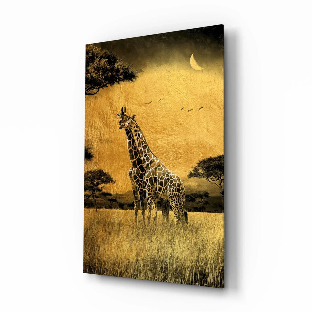 Giraffes Glass Wall Art - LUXARTDECO