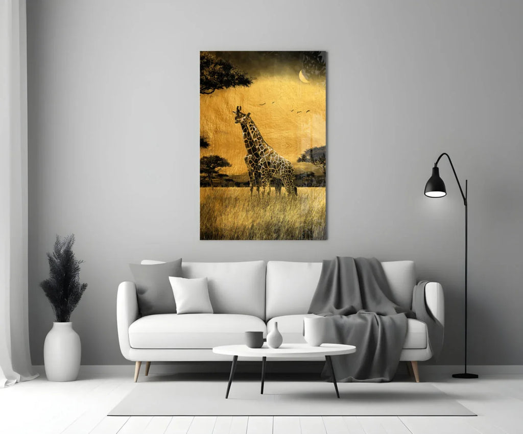 Giraffes Glass Wall Art - LUXARTDECO
