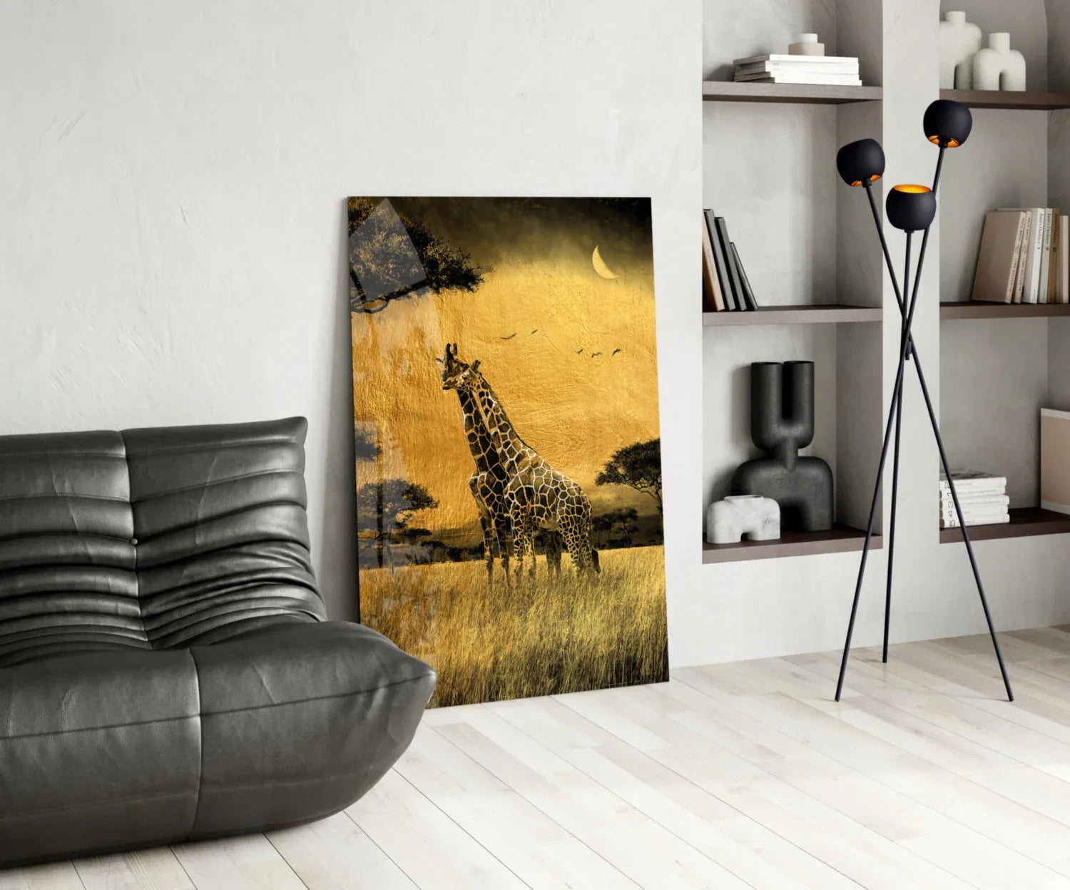 Giraffes Glass Wall Art - LUXARTDECO