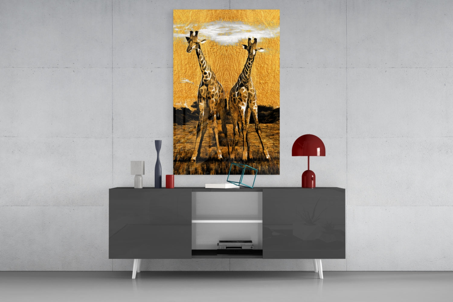Giraffes Glass Wall Art