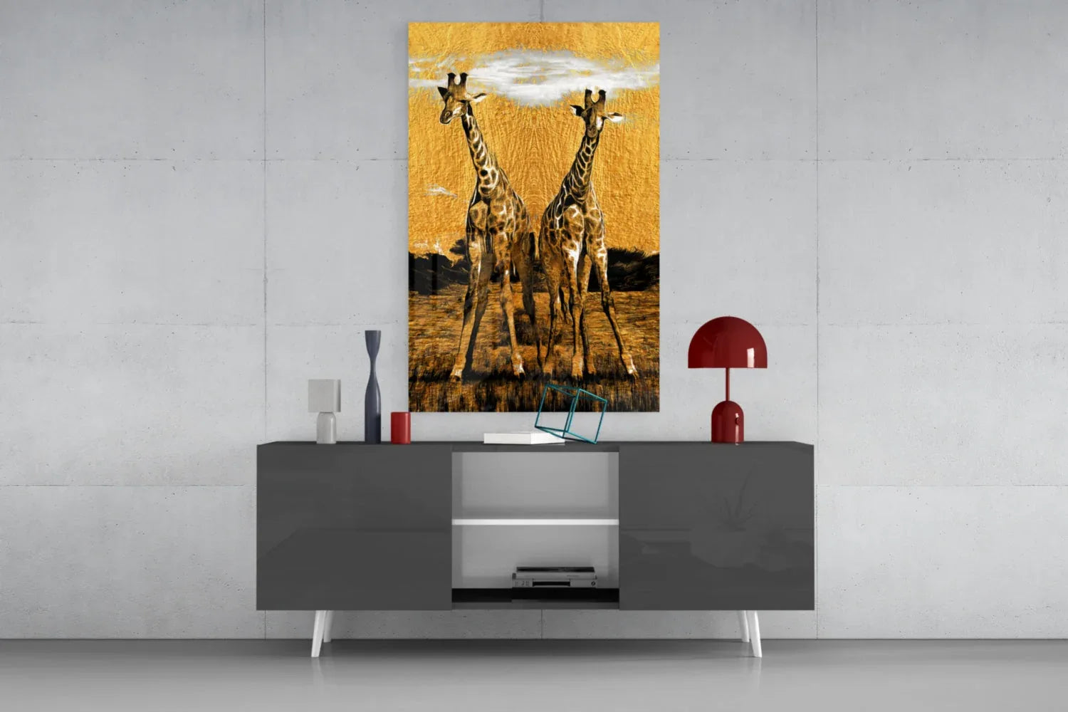 Giraffes Glass Wall Art - LUXARTDECO