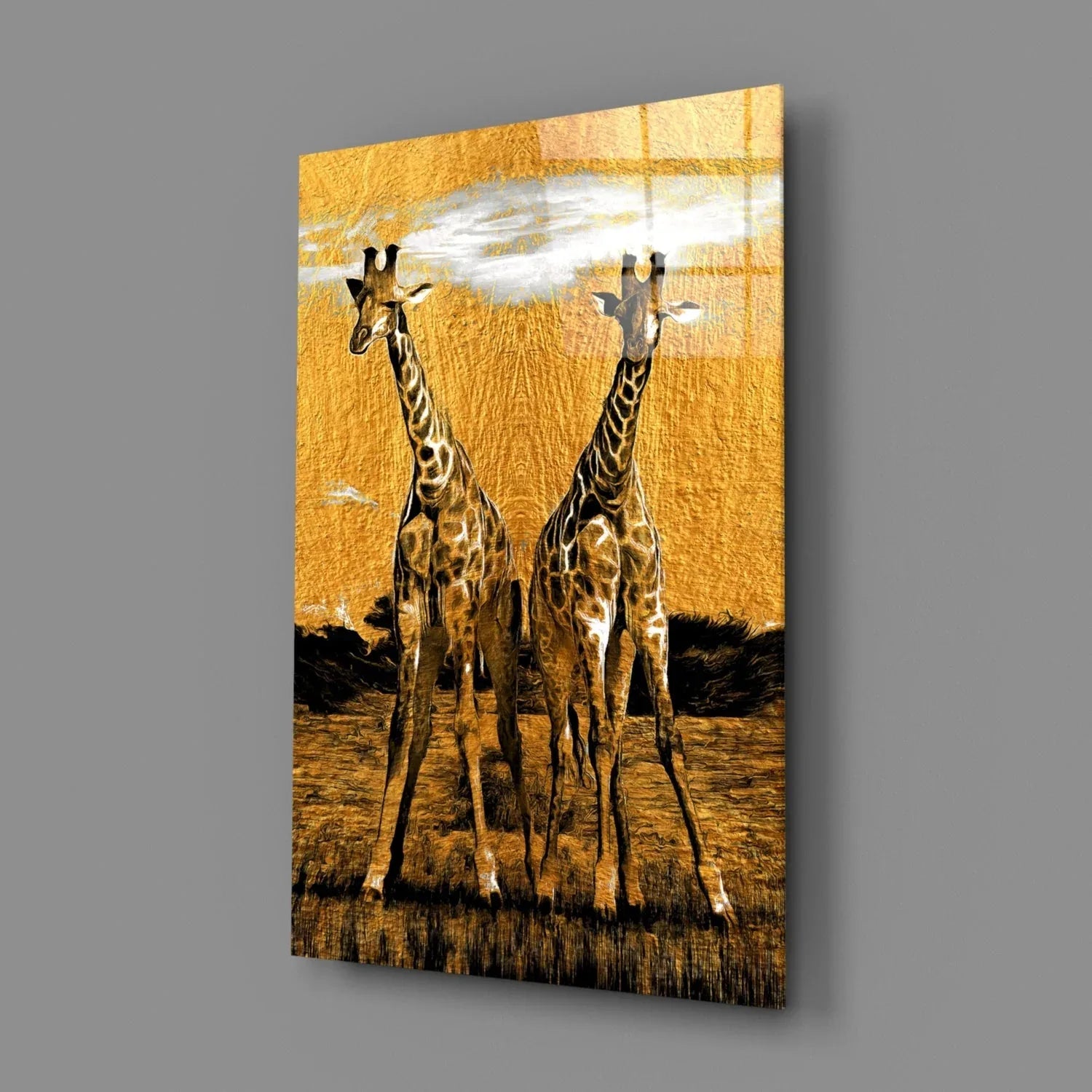 Giraffes Glass Wall Art - LUXARTDECO