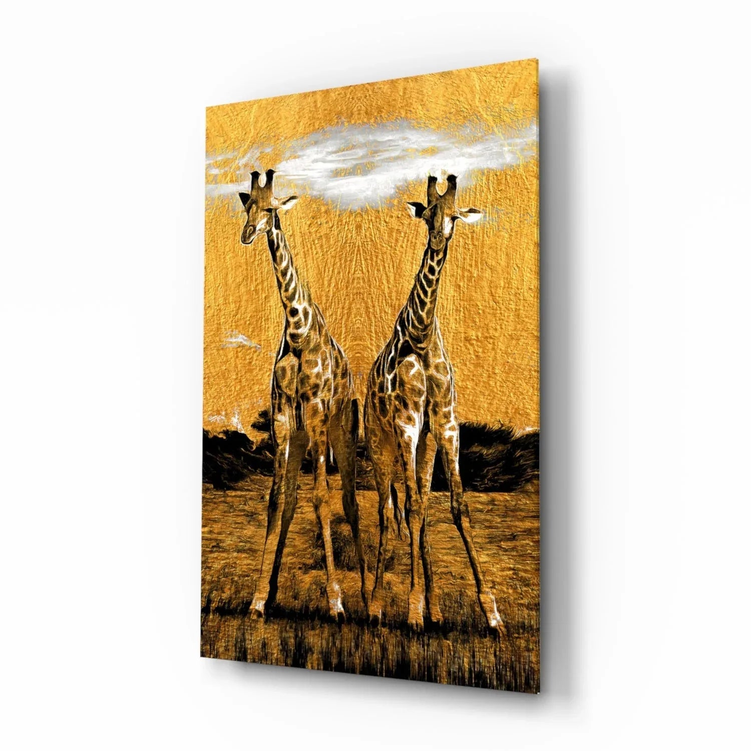 Giraffes Glass Wall Art - LUXARTDECO