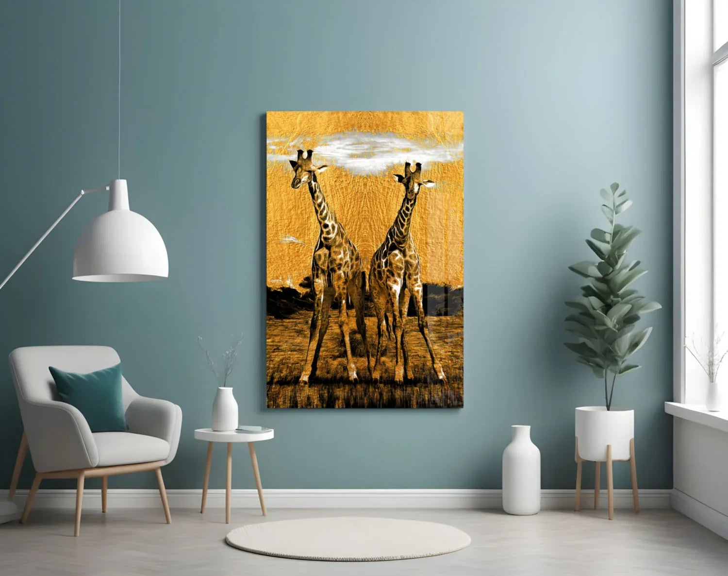 Giraffes Glass Wall Art - LUXARTDECO