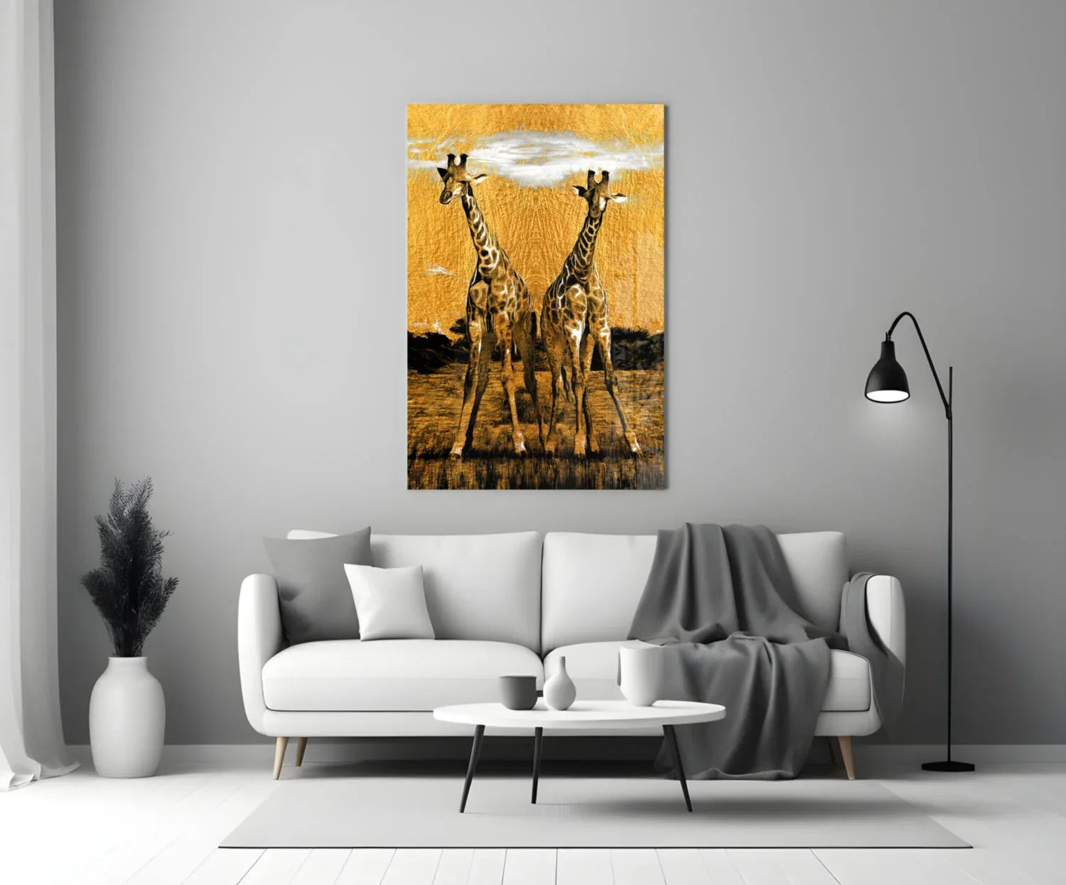 Giraffes Glass Wall Art - LUXARTDECO