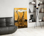 Giraffes Glass Wall Art - LUXARTDECO