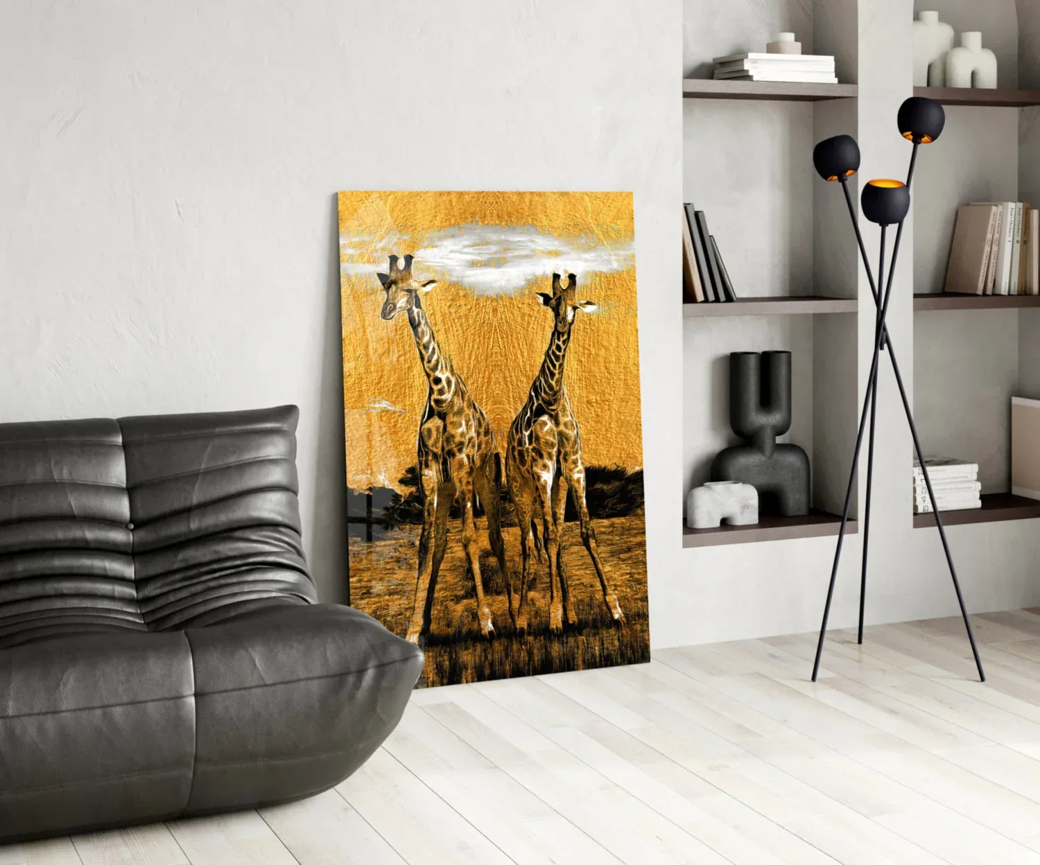 Giraffes Glass Wall Art - LUXARTDECO