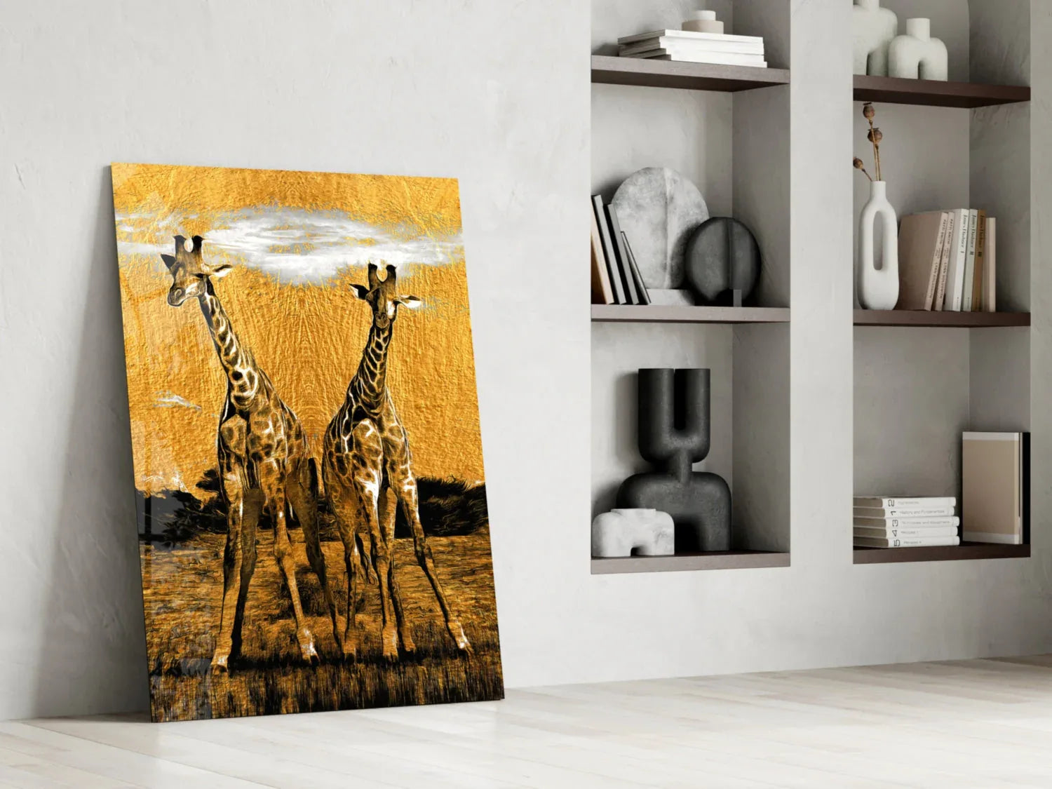 Giraffes Glass Wall Art - LUXARTDECO