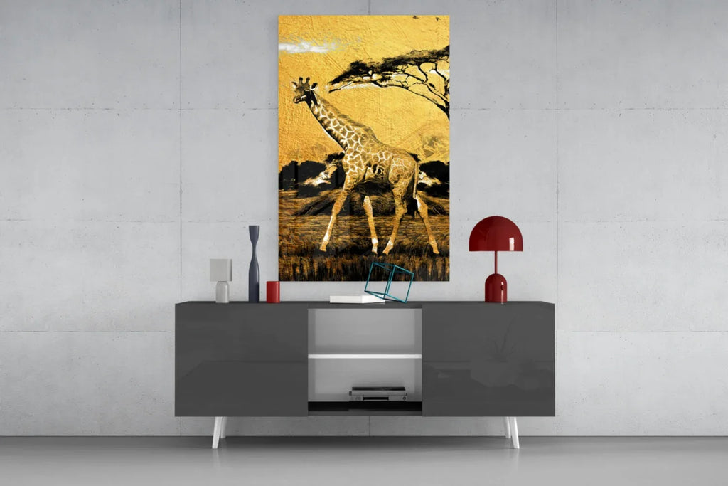 Giraffe Glass Wall Art - LUXARTDECO