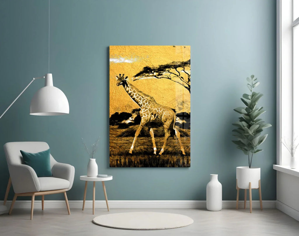Giraffe Glass Wall Art - LUXARTDECO