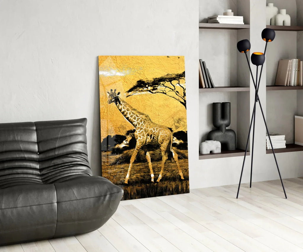Giraffe Glass Wall Art - LUXARTDECO