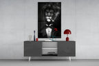 Lion as a Gentleman Glass Wall Art - LUXARTDECO