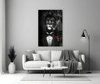 Lion as a Gentleman Glass Wall Art - LUXARTDECO