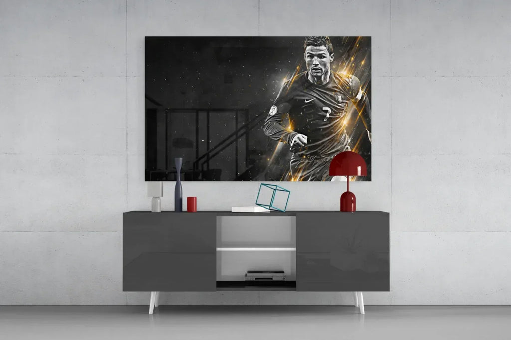 Christiano Ronaldo Glass Wall Art - LUXARTDECO