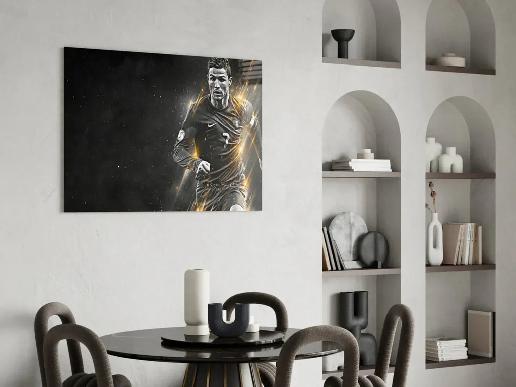 Christiano Ronaldo Glass Wall Art - LUXARTDECO