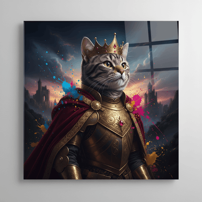 Cat King Glass Wall Art