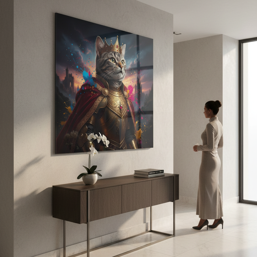 Il Re dei Gatti Quadro in Vetro Temperato