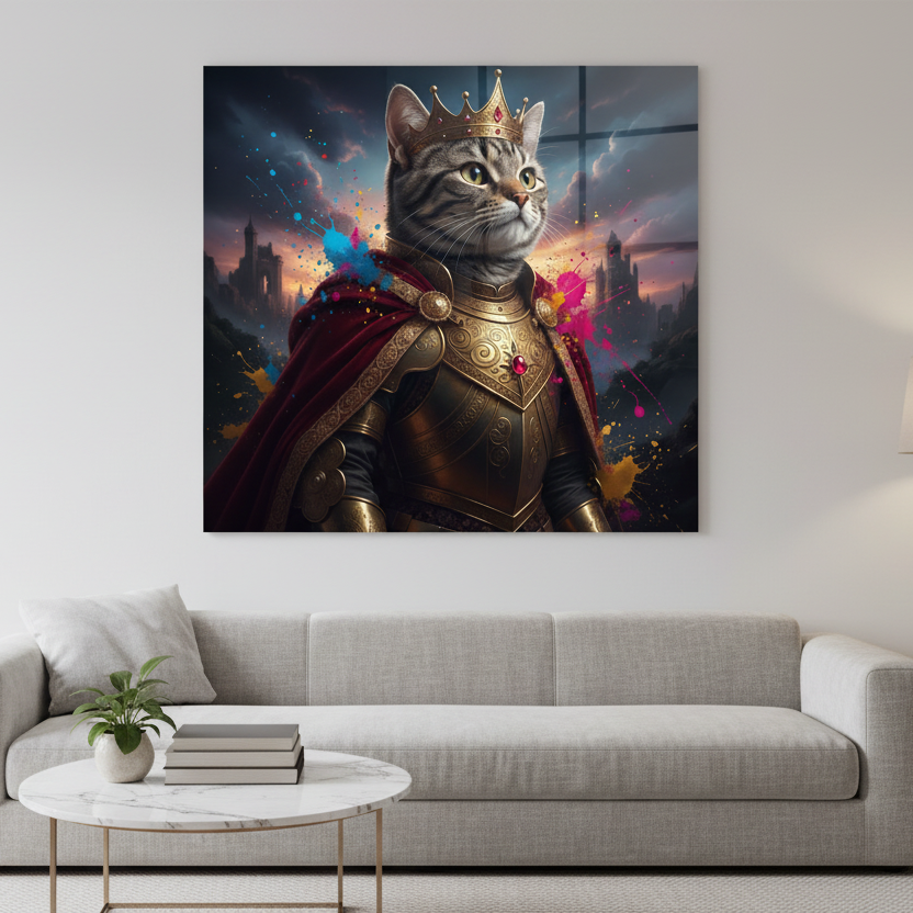 Il Re dei Gatti Quadro in Vetro Temperato