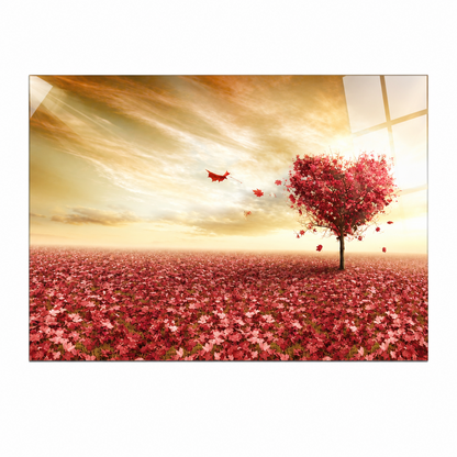 Heart Tree Glass Wall Art
