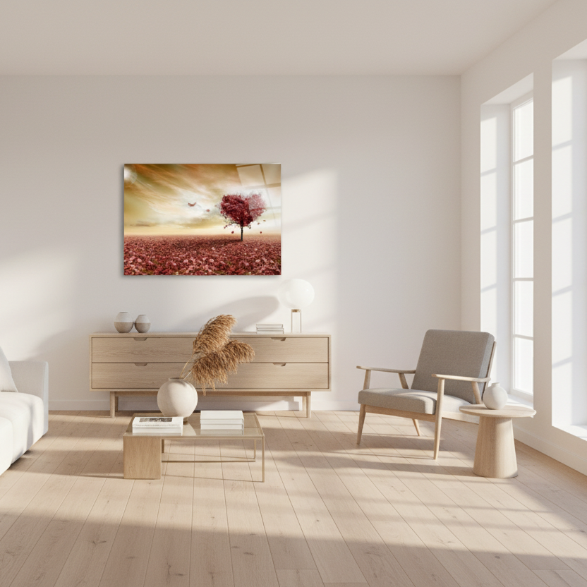 Heart Tree Glass Wall Art