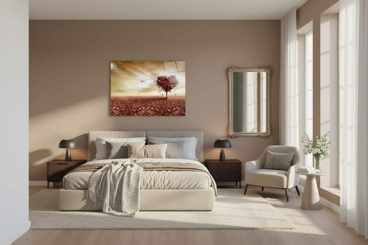 Heart Tree Glass Wall Art