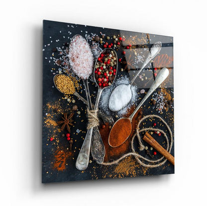 Miscela di Spezie Quadro in Vetro Temperato