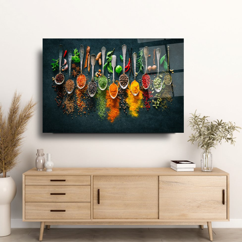 Mélange d'épices Tableau en Verre Trempé