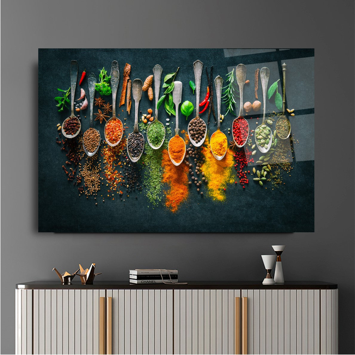 Mélange d'épices Tableau en Verre Trempé