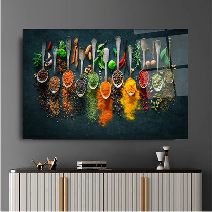 Mélange d'épices Tableau en Verre Trempé