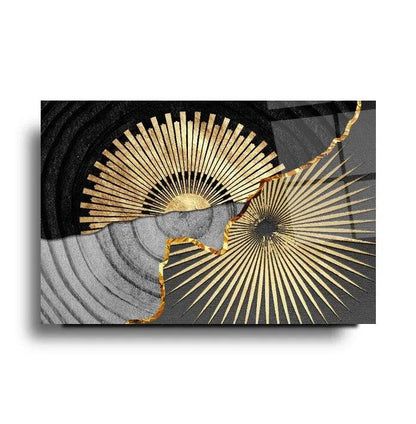 Gold Abstract Glass Wall Art - LUXARTDECO