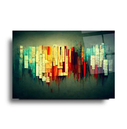 Green & Red Abstract Glass Wall Art - LUXARTDECO