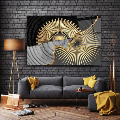 Gold Abstract Glass Wall Art - LUXARTDECO