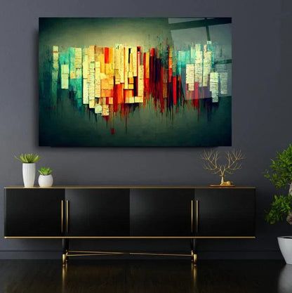 Green & Red Abstract Glass Wall Art - LUXARTDECO