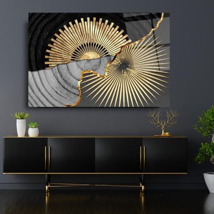 Gold Abstract Glass Wall Art - LUXARTDECO