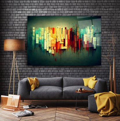 Green & Red Abstract Glass Wall Art - LUXARTDECO