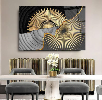 Gold Abstract Glass Wall Art - LUXARTDECO