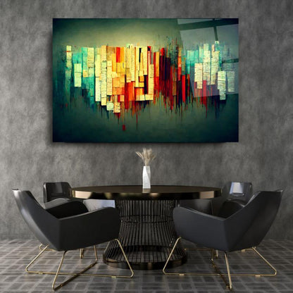Green & Red Abstract Glass Wall Art - LUXARTDECO