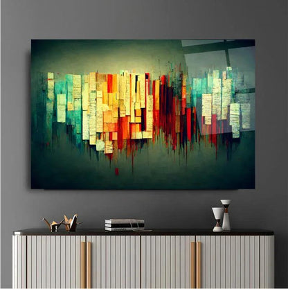 Green & Red Abstract Glass Wall Art - LUXARTDECO