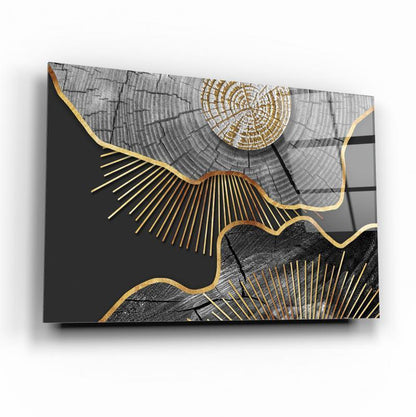 Grey & Gold Abstract Glass Wall Art - LUXARTDECO