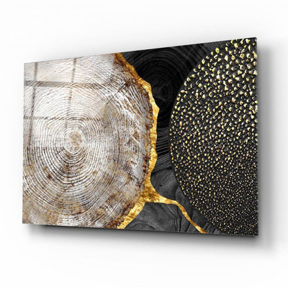 Abstract Gold & Black Glass Wall Art - LUXARTDECO