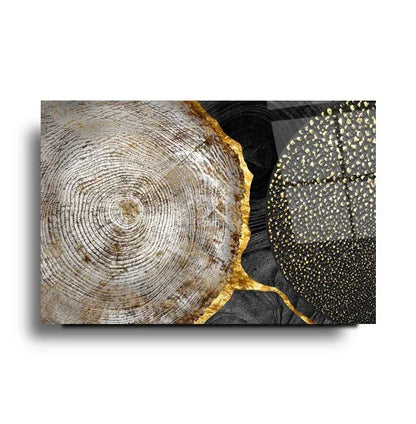 Abstract Gold & Black Glass Wall Art - LUXARTDECO