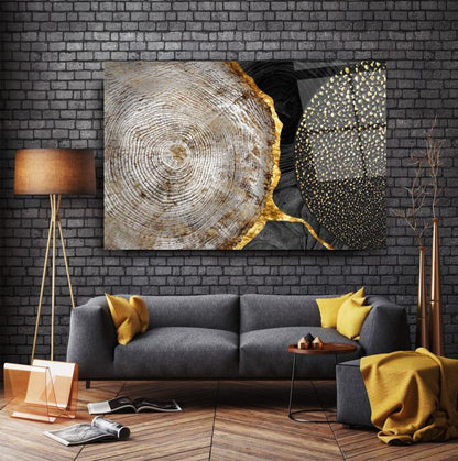 Abstract Gold & Black Glass Wall Art - LUXARTDECO