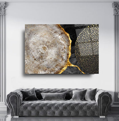 Abstract Gold & Black Glass Wall Art - LUXARTDECO
