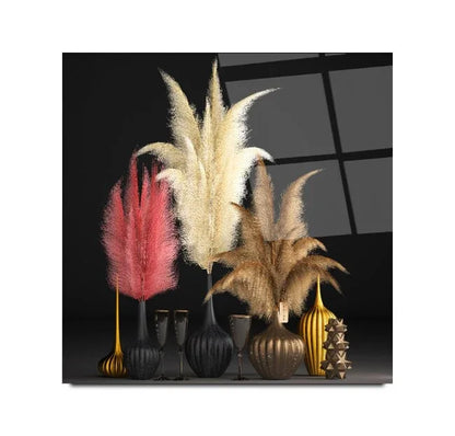 Pink and Gold Vases Glass Wall Art - LUXARTDECO