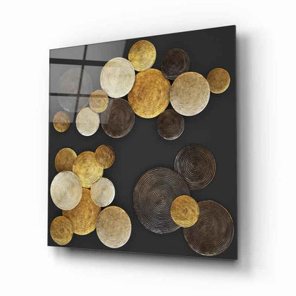Golden Abstract Glass Wall Art