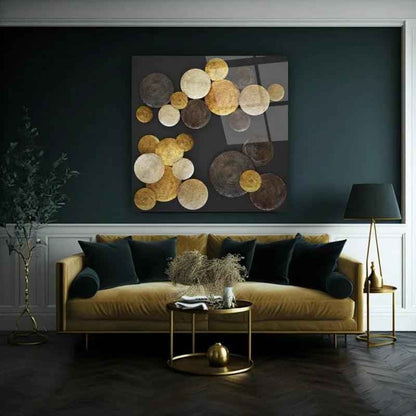 Golden Abstract Glass Wall Art