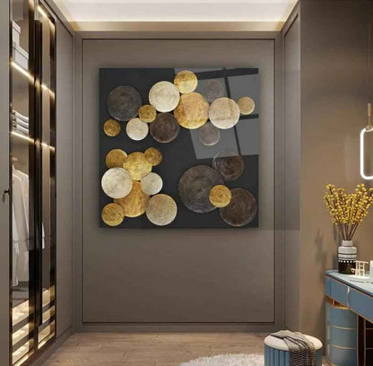 Golden Abstract Glass Wall Art