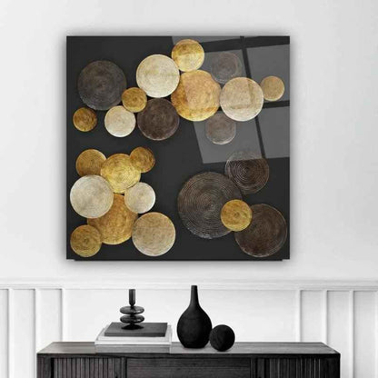 Golden Abstract Glass Wall Art